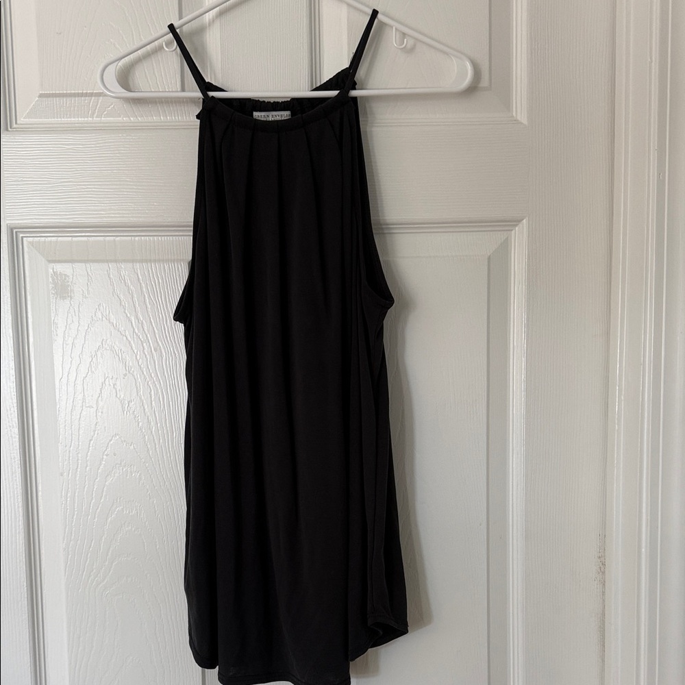 Green Envelope Black Camisole Top